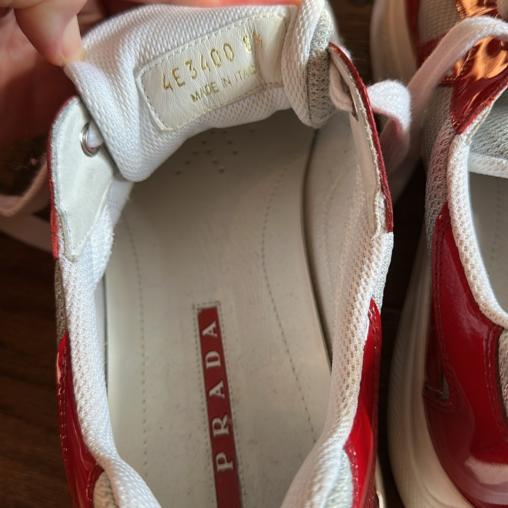 Prada Red and White Sneakers Athletic Design - Picture 2 of 4